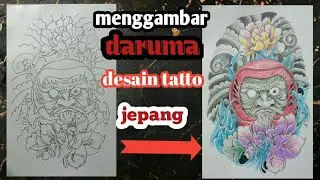 Cara menggambar desain tatto daruma