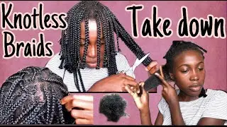 Knotless Box Braids Take Down *NO BREAKAGE*| Safely Remove Box Braids| Easy Box Braid Removal