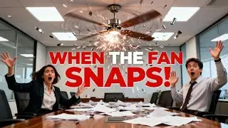 Office Meeting Gone Wrong: Fan Explodes Mid-Talk! 💥