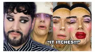 Stupid TikTok challenge FULL FACE OF GEL NAIL POLISH | Pro MUA reacts