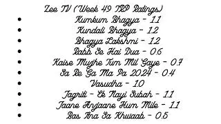 Week 49 FULL TRP | Colors TV, Sony Sab, Sony TV, Star Plus, Zee TV