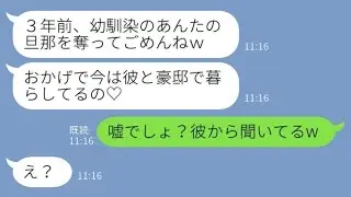 出産したばかりの時に私の夫を奪った幼馴染から、3年ぶりに連絡が来た。「エリートな夫と豪邸に住んでるの♡」私「それ本当？彼から聞いたけどw」→実は…www