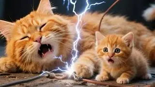 Mama cat and kitten in danger, bhoot wala video, cartoon. #catvideos #viralvideos #kitten 