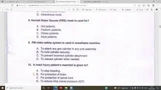 OT TECHNICIAN MOCK TEST PART 1