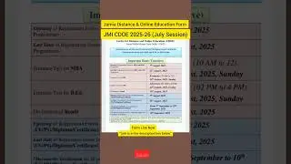 Jamia Millia Islamia CDOE Admission Form||July Session