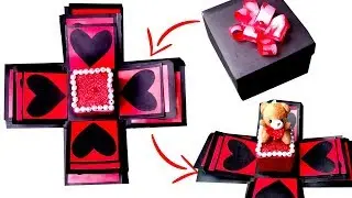 DIY easy explosion box instructions for valentine day -  3D Pop up love card making idea