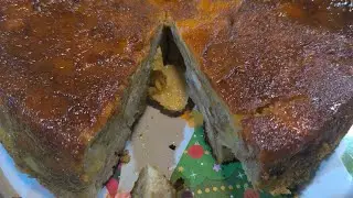 RECETA BUDÍN DE BOLILLO CON PLÁTANO, ROMPOPE Y CARAMELO