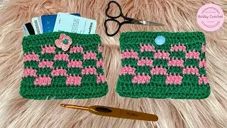 Porta tarjetas o monedero a crochet paso a paso (Versi&oacute;n Diestra)