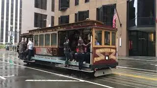 California Street Cable Car 51 @ California St & Front St San Francisco California (Slow Motion)