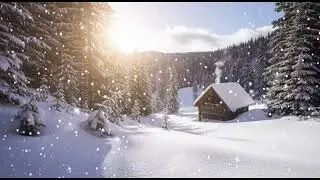 Peaceful Winter Snowfall On a Cabin in the Woods
