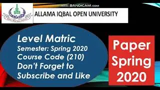 Code 210 AIOU Matric/SSC Paper Code 210 Spring 2020 | AIOU Old Papers | AIOU Past Papers