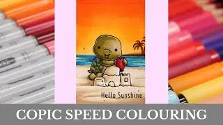 COPIC colouring - Sunset Beach Background Scene - Sc&egrave;ne Plage Soleil Couchant - Kraftin' Kimmie