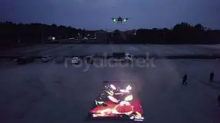 P25 5x10M Drone Flying LED Mesh Screen Test | 80,000 high-brightness RGB LEDs Display by Royaladtek