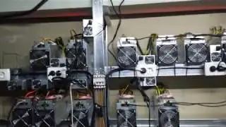 bitcoin simple data center  auto cooling system / биткойн  дата-центр с автоматическим охлаждением