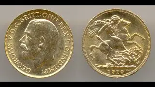 Нумизматика. Золотая монета. Канада, соверен 1919 года.