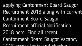Cantonment Board Recruitment 2018
