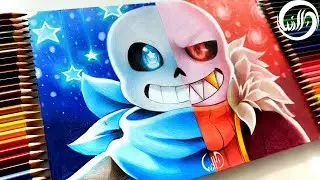 Drawing - Blueberry Sans VS Fell Sans ( Underswap VS Underfell ) UNDERTALE AU