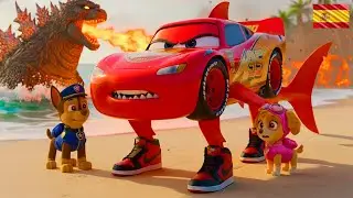 Choque &eacute;pico: &iexcl;Robot Shark McQueen lucha contra el monstruo Godzilla para salvar el oc&eacute;ano!