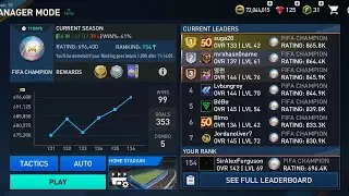 BEST TACTICS MANAGER MODE FIFA MOBILE TOP 154 SEASON 15 POINT 696.400