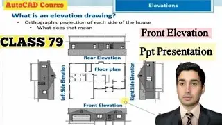 AutoCAD Class 79: Front Elevation Drawing with English PPT Presentation | Complete Tutorial