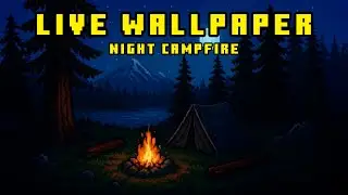 Moonlit Forest Campfire | Relaxing Piano & Night Nature Sounds | Animated Live WALLPAPER