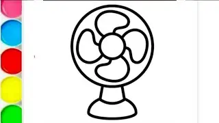 Easy fan drawing and colouring, how to draw a table fan for kids and toddlers 