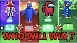 New Tiles Hop EDM Rush. Rainbow friends_ Red and Blue VS Among Us VS Huggy Wuggy