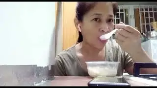 Eating sweet tofu protein rich food