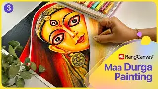Maa Durga Oil Pastel Drawing | Agomoni Durga Puja drawing Tutorial | #rangcanvas  #durgapujadrawing