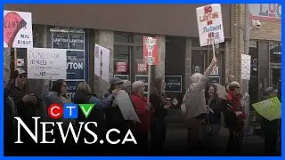 Protest against CPC candidate Andrew Lawton draws nearly 200