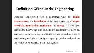 Introduction to Industrial Engineering