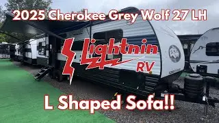 L Shaped Sofa in a Camper! Tour the 2025 Cherokee Grey Wolf 27LH with Lightnin RV!