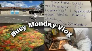 Busy Monday Vlog|Online classes|Tri color healthy curry|Material pickup from school|Why Tej Happy?