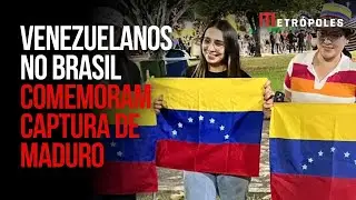 Venezuelanos em Boa Vista comemoram captura de Maduro em pra&ccedil;a p&uacute;blica