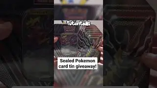 giving away this sealed Pokemon card tin! video down below! #pokemon #pokemoncards #shorts