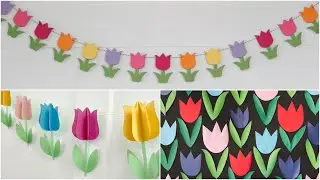 Easy DIY | Tulip Banner | Easy Spring Party Decor | Easter Party Decoration | Pinterest Inspired 