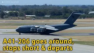 Royal Australian Air Force (A41-206) goes around, pulls up short & departs RW24 at Perth Airport.
