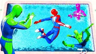 GTA 5 Spiderman Jumping Into Water Swimming Pool &Crazy Ragdolls Fails(Funny Moments)