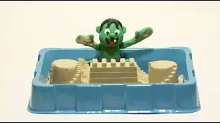 Sand beach castle stop motion cartoon 💚 dibusYmas