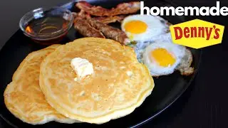 I MADE Denny's All-American Grand Slam Breakfast FLUFFY PANCAKE and SAUSAGE RECIPE