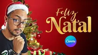 Texto Feliz Natal Dourado no Canva