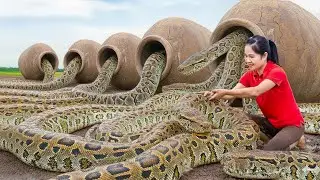 Harvesting 1000+ Gene Mutation Python & Go to Market Sell | Trapping eels with eggs is effective