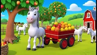 Маленькая лошадка развозит фрукты на теле
