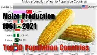 Maize production of top 10 population countries 1961-2021. #data #world #racing