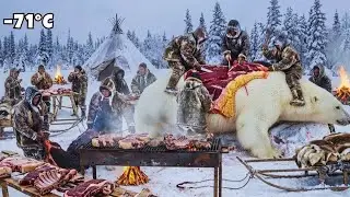 9,000kg Polar Bear in &minus;71&deg;C  Feeding a Frozen Coastline