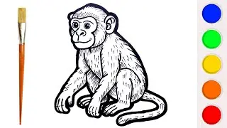 Easy Monkey Drawing For Kids & Toddlers 🎨🐒 Animal Drawing, Coloring, Painting Step By Step 