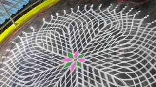 Full video🌺 1000 petals Lotus rangoli🌺 pooja room kolam #kolam #rangoli #vidhyaprabhurangolidesigns