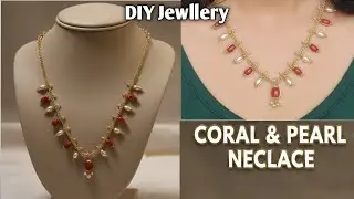 Beautiful corals &pearl beads necklace tutorial 😍 #diy #handmade #trendy #kottimeera #viral #chain..
