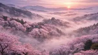 【FOCUS】Yoshinoyama 🌸 Misty Sakura Focus Music | Deep Concentration Ambient