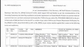 Female Health Worker Appointment order/female health worker salary/female health worker bharti 2022
